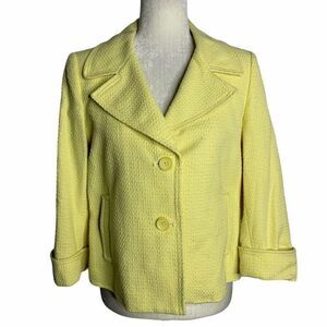 Vintage Tahari Textured Blazer Jacket 10 Yellow